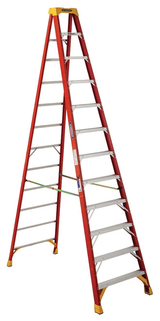 WERNER 6212 Step Ladder, 16 ft Max Reach H, 11-Step, 300 lb, Type IA Duty Rating, 3 in D Step, Fiberglass, Yellow [SKU: ORG6597520]
