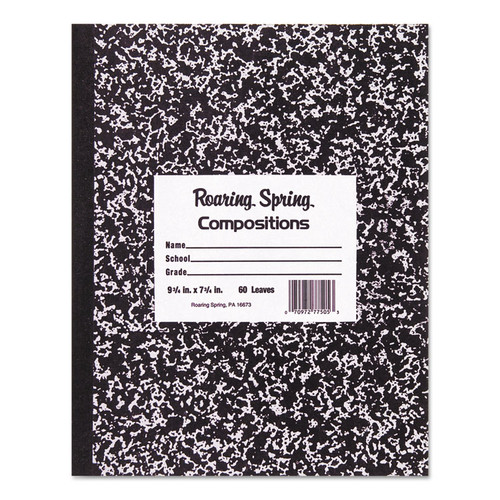 Marble Cover Composition Book, Wide/Legal Rule, Black Marble Cover, 10 x 8, 60 Sheets [SKU: ROA77505]