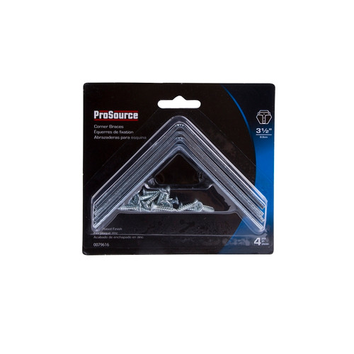 Prosource CB-B03.5-C4PS Corner Brace, 3-1/2 in L, 3-1/2 in W, 3/4 in H, Steel, Zinc-Plated, 3 mm Thick Material [SKU: ORG0079616]