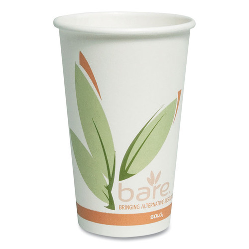 Bare Eco-Forward Recycled Content PCF Paper Hot Cups, 16 oz, Green/White/Beige, 1,000/Carton [SKU: SCC316RC]