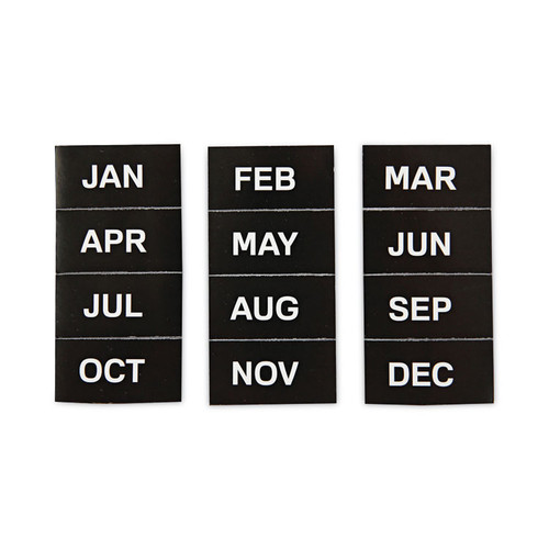 Interchangeable Magnetic Board Accessories, Months of Year, Black/White, 2" x 1", 12 Pieces [SKU: BVCFM1108]