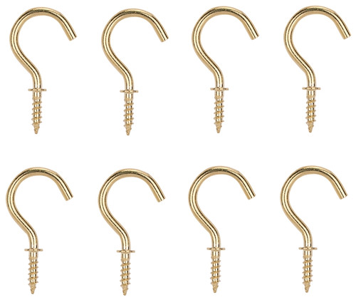 ProSource PH-122314-PS Cup Hook, 1/8 in Thread, 33 mm L, Brass, Brass Plated [SKU: ORG5538582]