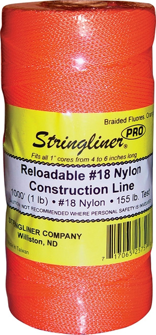 Stringliner Pro Series 35759 Construction Line, #18 Dia, 1000 ft L, 165 lb Working Load, Nylon, Fluorescent Orange [SKU: ORG0608703]