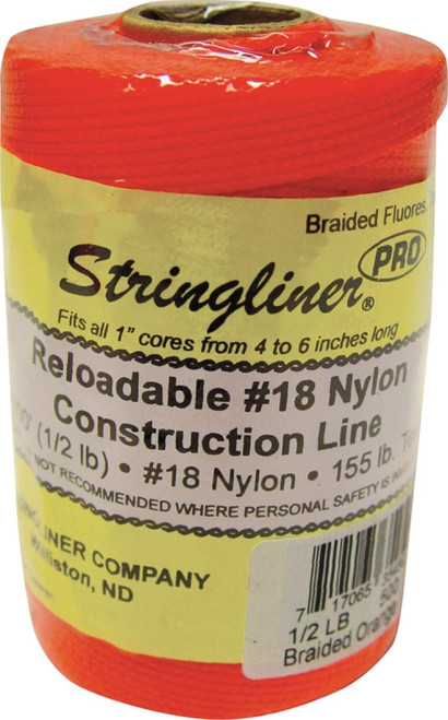 Stringliner Pro Series 35459 Construction Line, #18 Dia, 500 ft L, 165 lb Working Load, Nylon, Fluorescent Orange [SKU: ORG1374412]