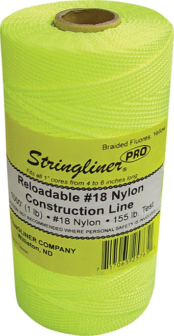 Stringliner Pro Series 35765 Construction Line, #18 Dia, 1000 ft L, 165 lb Working Load, Nylon, Fluorescent Yellow [SKU: ORG2530194]