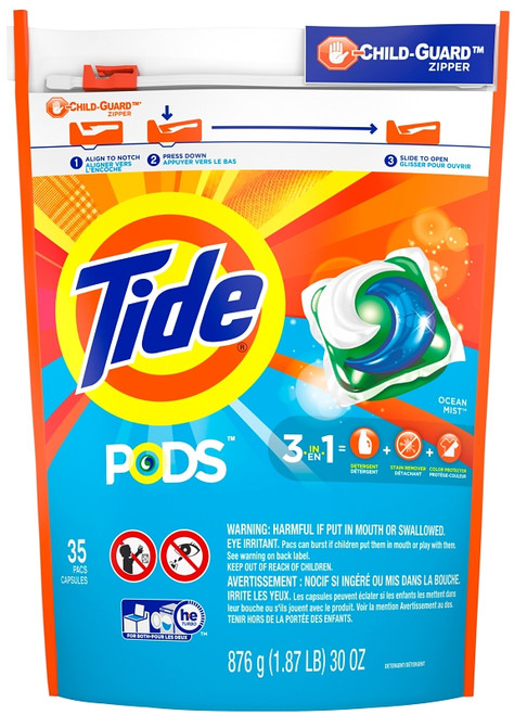 Tide 93126 Laundry Detergent, 35 CT, Liquid, Ocean Mist [SKU: ORG4975744]