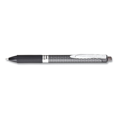 Oh! Gel Pen, Retractable, Medium 0.7 mm, Black Ink, Black Barrel, Dozen [SKU: PENK497A]