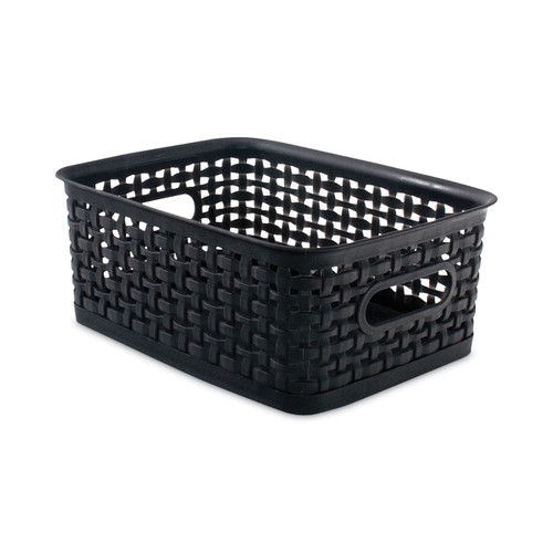Plastic Weave Bin, Small, 10" x 7.5" x 4", Black [SKU: AVT36000]