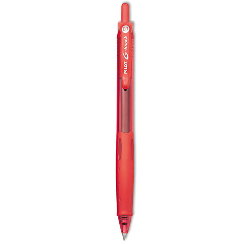 G-Knock BeGreen Gel Pen, Retractable, Fine 0.7 mm, Red Ink, Red Barrel, Dozen [SKU: PIL31508]