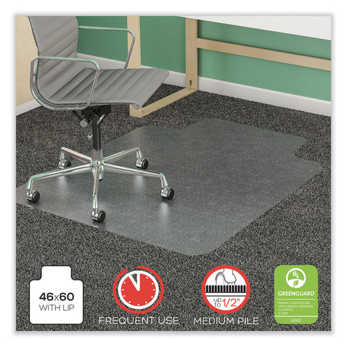 SuperMat Frequent Use Chair Mat for Medium Pile Carpet, 46 x 60, Wide Lipped, Clear [SKU: DEFCM14432F]