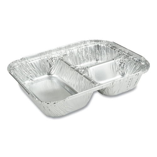 3-Compartment Oblong Aluminum Foil Container, 23 oz, 6.56 x 8.69 x 1.81, Silver, 500/Carton [SKU: DPK2103050X]