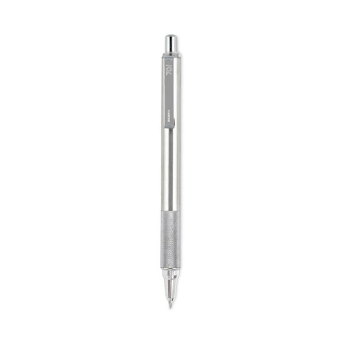 F-701 Ballpoint Pen, Retractable, Fine 0.7 mm, Black Ink, Stainless Steel/Black Barrel [SKU: ZEB29411]