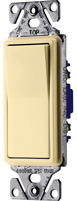 Eaton Wiring Devices 7500 C7503V-SP Rocker Switch, 15 A, 120/277 V, 3-Way, Lead Wire Terminal, Ivory [SKU: ORG8384646]