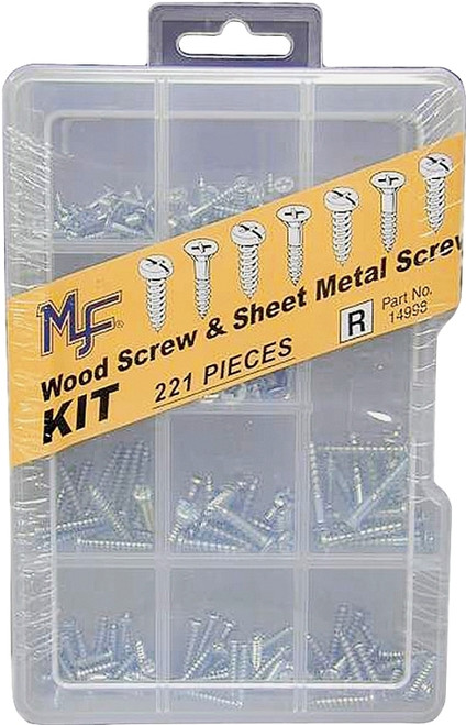 MIDWEST FASTENER 14998 Screw Kit, Sheet Metal/Wood, 221-Piece [SKU: ORG8859498]