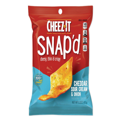 Cheez-it Snap'd Crackers, Cheddar Sour Cream and Onion, 2.2 oz Pouch, 6/Pack [SKU: KEB11460]