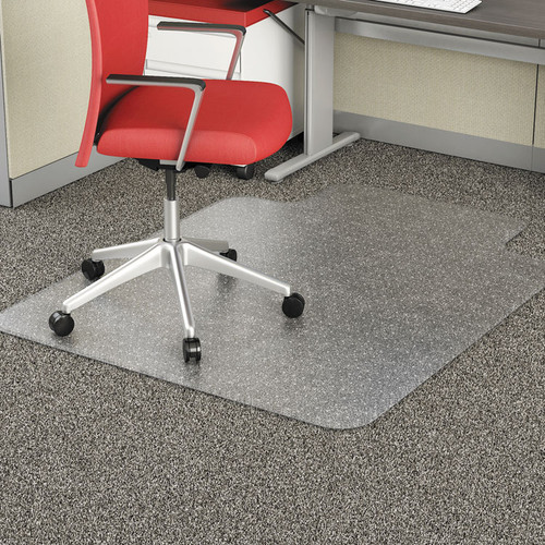Occasional Use Studded Chair Mat for Flat Pile Carpet, 45 x 53, Wide Lipped, Clear [SKU: ALEMAT4553CFPL]