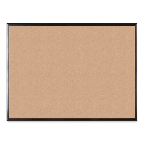 Cork Bulletin Board with Aluminum Frame, 47 x 35, Natural Surface, Black Frame [SKU: UBR050U0001]