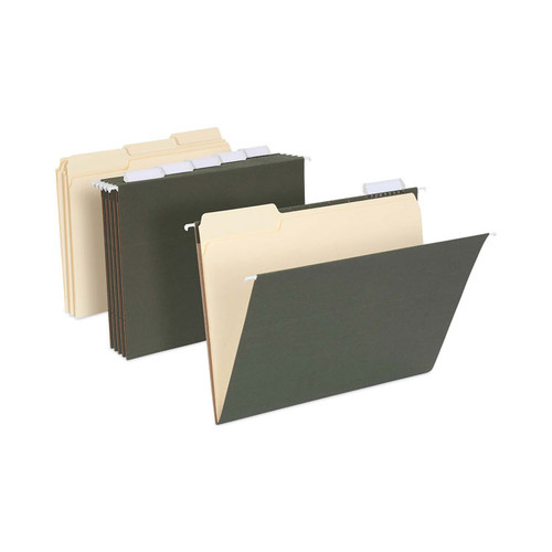 Hanging File Folder Combo Kit, Letter Size, (25) 1/5-Cut Standard Green Hanging Folders, (50) 1/3-Cut Manila File Folders [SKU: PFX99200EE]