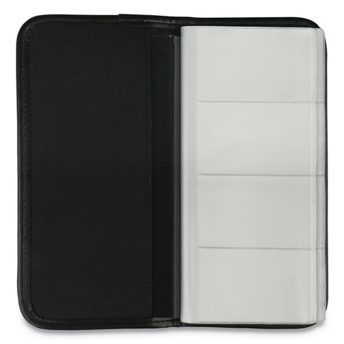 Business Card Holder, Holds 160 3.5 x 2 Cards, 4.75 x 10.13, Vinyl, Black [SKU: UNV26850]