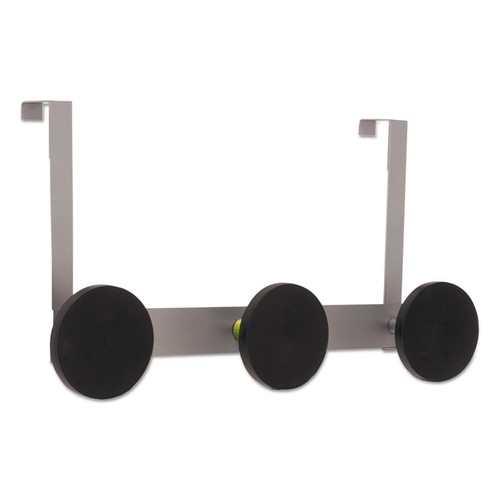 Over the Door Coat Hook, Metal and Plastic, 3 Pegs, Black, 20 lb Capacity [SKU: ABAPMS3P]