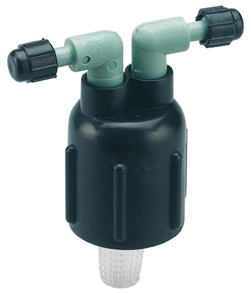 Orbit 67030 Manifold, 1/2 x 1/4 in Connection, Thread x Barb, 2 -Port, 1/4 in Tubing, Plastic, Black [SKU: ORG7124639]