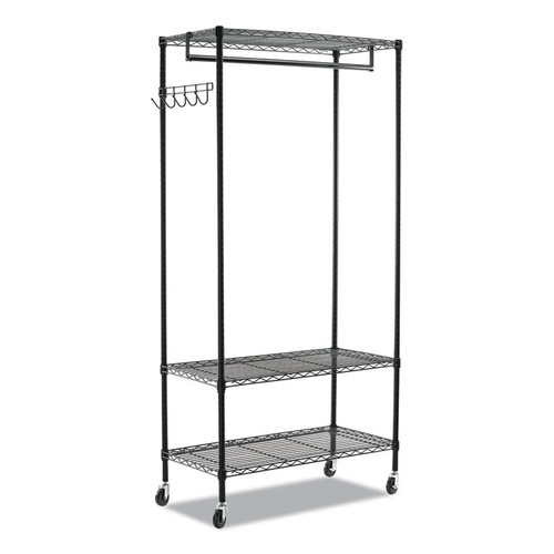 Wire Shelving Garment Rack, 40 Garments, 48w x 18d x 75h, Black [SKU: ALEGR364818BL]