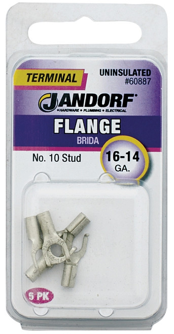 Jandorf 60887 Spade Terminal, 16 to 14 AWG Wire, #10 Stud, Copper Contact [SKU: ORG3400850]