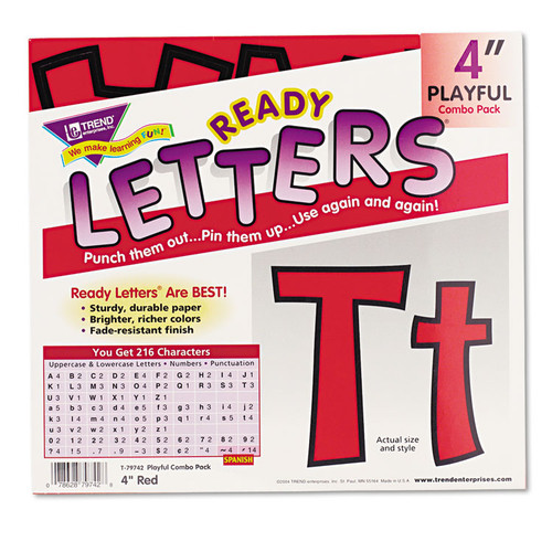 Ready Letters Playful Combo Set, Red, 4"h, 216/Set [SKU: TEPT79742]