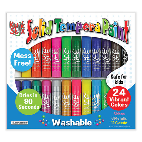 Kwik Stick Tempera Paint, 3.5", Assorted Colors, 24/Pack [SKU: TPG604]