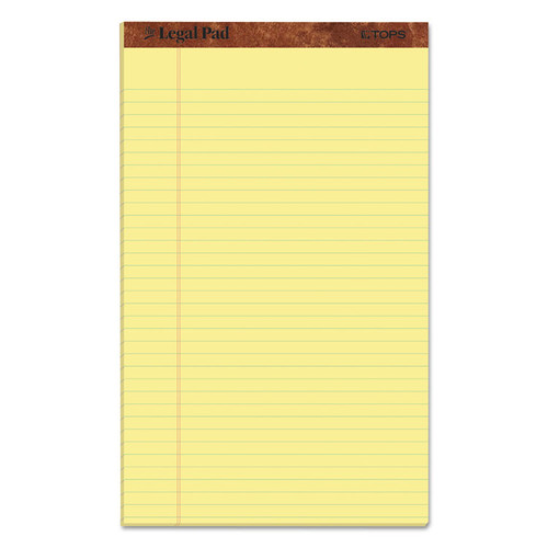 The Legal Pad" Plus Ruled Perforated Pads with 40 pt. Back, Wide/Legal Rule, 50 Canary-Yellow 8.5 x 14 Sheets, Dozen [SKU: TOP7572]