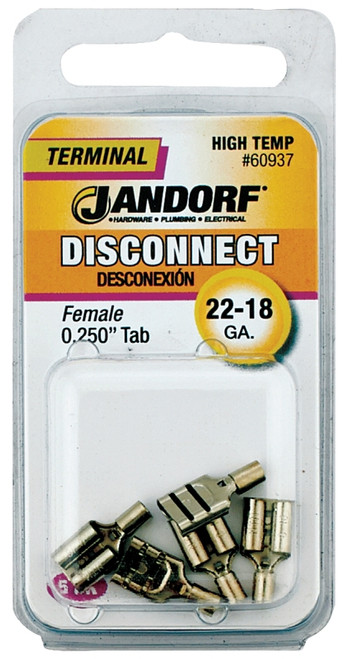 Jandorf 60937 Disconnect Terminal, 22 to 18 AWG Wire [SKU: ORG3401452]