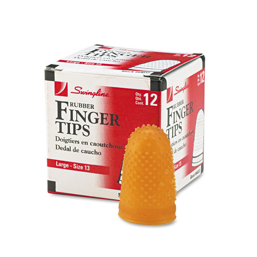 Rubber Finger Tips, 13 (Large), Amber, Dozen [SKU: SWI54033]