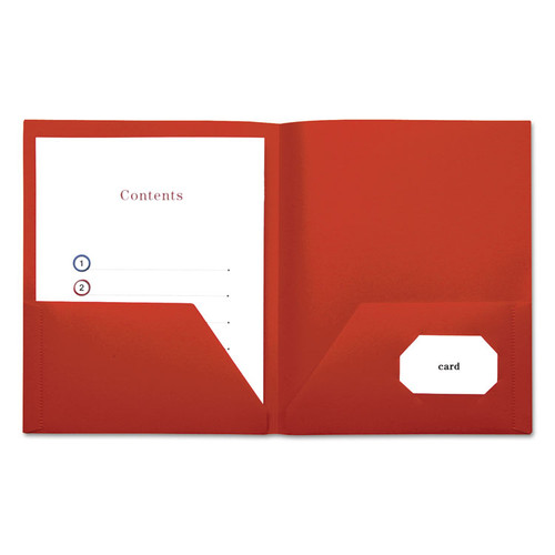 Two-Pocket Plastic Folders, 100-Sheet Capacity, 11 x 8.5, Red, 10/Pack [SKU: UNV20543]