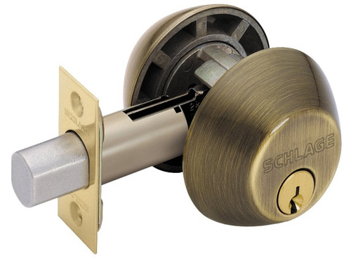 Schlage B62N609 Entry Deadbolt, 1 Grade, Keyed Alike Key, Metal, Antique Brass, 2-3/8 x 2-3/4 in Backset, C, K4 Keyway [SKU: ORG1508431]