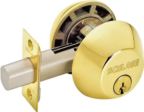 Schlage B62N605 Entry Deadbolt, 1 Grade, Keyed Alike Key, Metal, Polished Brass, 2-3/8 x 2-3/4 in Backset, C, K4 Keyway [SKU: ORG2405793]