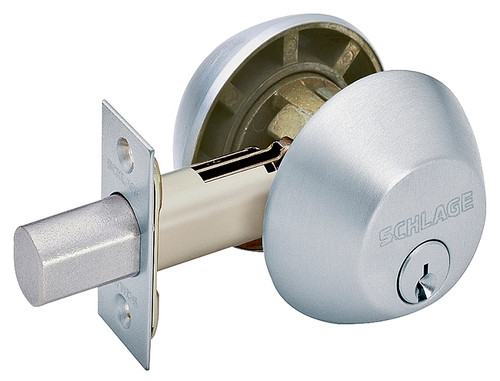 Schlage B62N626 Entry Deadbolt, 1 Grade, Keyed Alike Key, Metal, Satin Chrome, 2-3/8 x 2-3/4 in Backset, C, K4 Keyway [SKU: ORG4040515]
