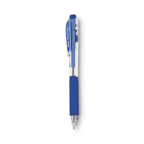 WOW! Gel Pen, Retractable, Medium 0.7 mm, Blue Ink, Clear/Blue Barrel, Dozen [SKU: PENK437C]