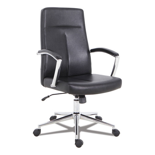 Leather Task Chair, Supports Up to 275 lb, 18.19" to 21.93" Seat Height, Black Seat, Black Back [SKU: ALEWS4116]
