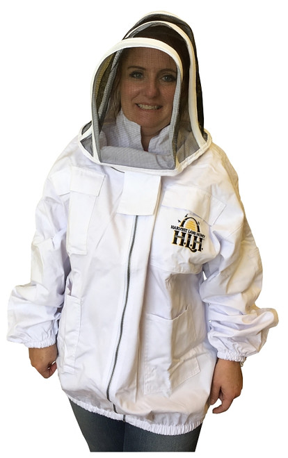 HARVEST LANE HONEY CLOTHSJL-102 Beekeeper Jacket with Hood, L, Zipper Closure, Polycotton, White [SKU: ORG0677351]