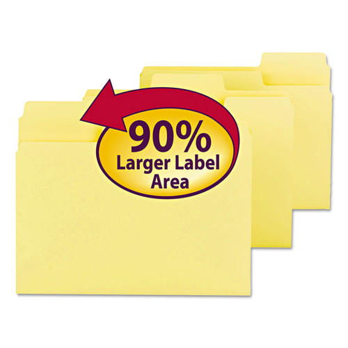 SuperTab Colored File Folders, 1/3-Cut Tabs: Assorted, Letter Size, 0.75" Expansion, 11-pt Stock, Yellow, 100/Box [SKU: SMD11984]