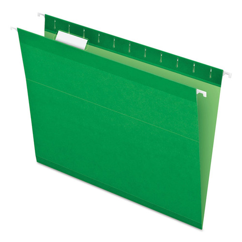 Colored Reinforced Hanging Folders, Letter Size, 1/5-Cut Tabs, Bright Green, 25/Box [SKU: PFX415215BGR]