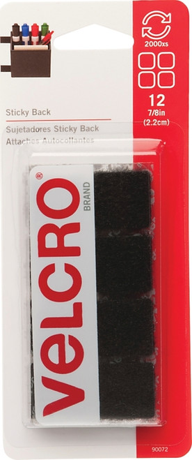 VELCRO Brand 90072 Fastener, 7/8 in W, 7/8 in L, Nylon, Black, Rubber Adhesive [SKU: ORG6994248]