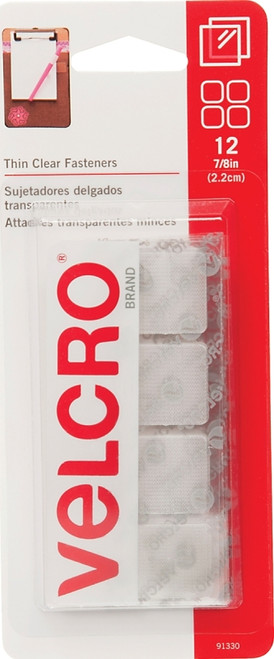VELCRO Brand 91330 Fastener, 7/8 in W, 7/8 in L, Clear [SKU: ORG9606609]