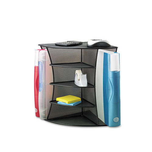 Onyx Mesh Corner Organizer, Six Sections, 15 x 11 x 13, Black [SKU: SAF3261BL]