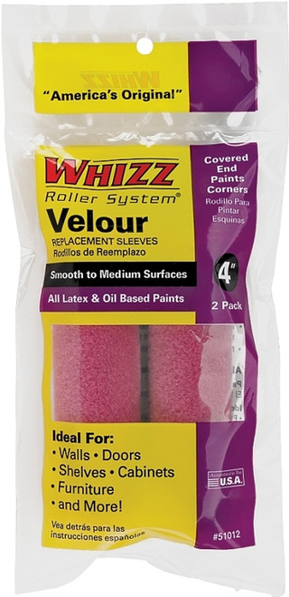 WHIZZ 51012 Paint Roller Cover, 3/16 in Thick Nap, 4 in L, Velour Cover [SKU: ORG6152896]