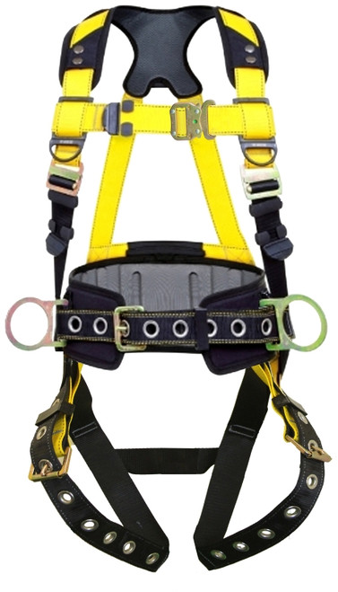 GUARDIAN FALL PROTECTION 3 Series 37193 Full Body Harness, M/L, 130 to 420 lb, Polyester Webbing, Black/Yellow [SKU: ORG0248823]