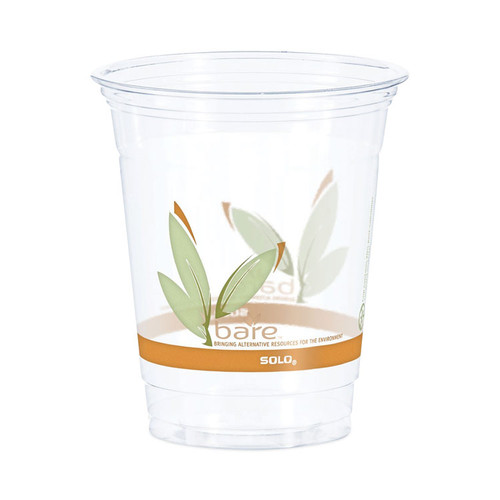 Bare Eco-Forward RPET Cold Cups, 12 oz to 14 oz, Leaf Design, Clear, Squat, 50/Pack [SKU: DCCRTP12BAREPK]