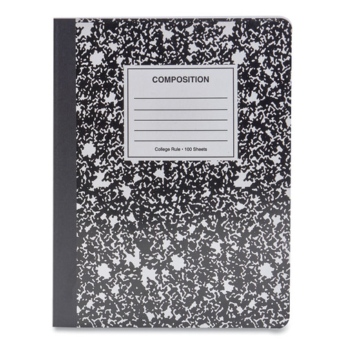 Composition Book, Medium/College Rule, Black Marble Cover, 9.75 x 7.5, 100 Sheets [SKU: UNV20940]