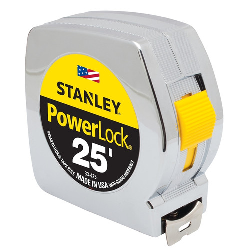 STANLEY 33-425 Measuring Tape, 25 ft L Blade, 1 in W Blade, Steel Blade, ABS Case, Chrome Case [SKU: ORG6145502]