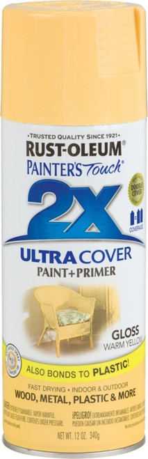 RUST-OLEUM PAINTER'S Touch 249091 Gloss Spray Paint, Gloss, Warm Yellow, 12 oz, Aerosol Can [SKU: ORG0897637]